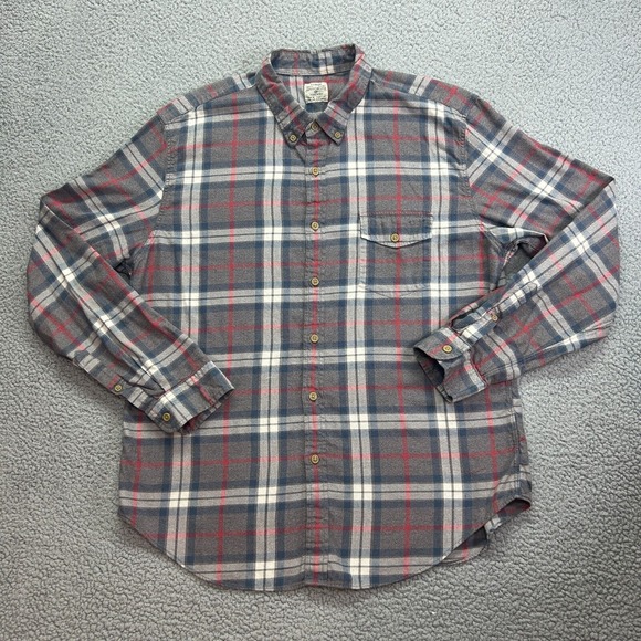 J. Crew Other - J CREW Mid-Weight Flannel Workshirt Gray Blue Red Plaid Mens Slim XL‎